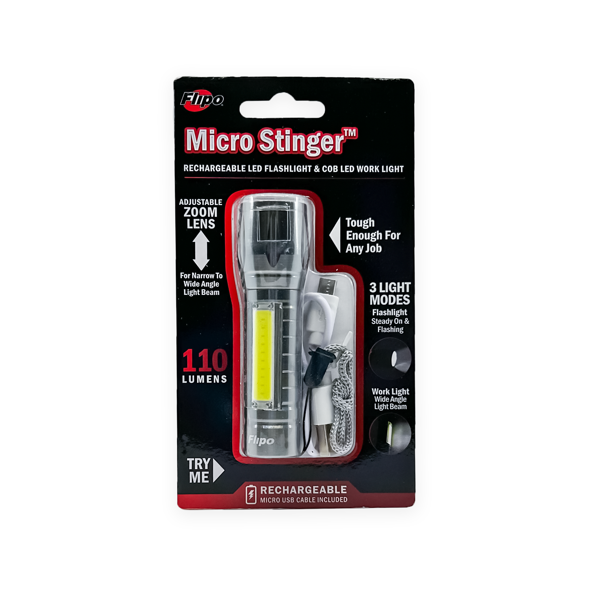 Micro Stinger Rechargeable LED Flashlight & COB LED Work Light | Multi Style 12-Piece Display