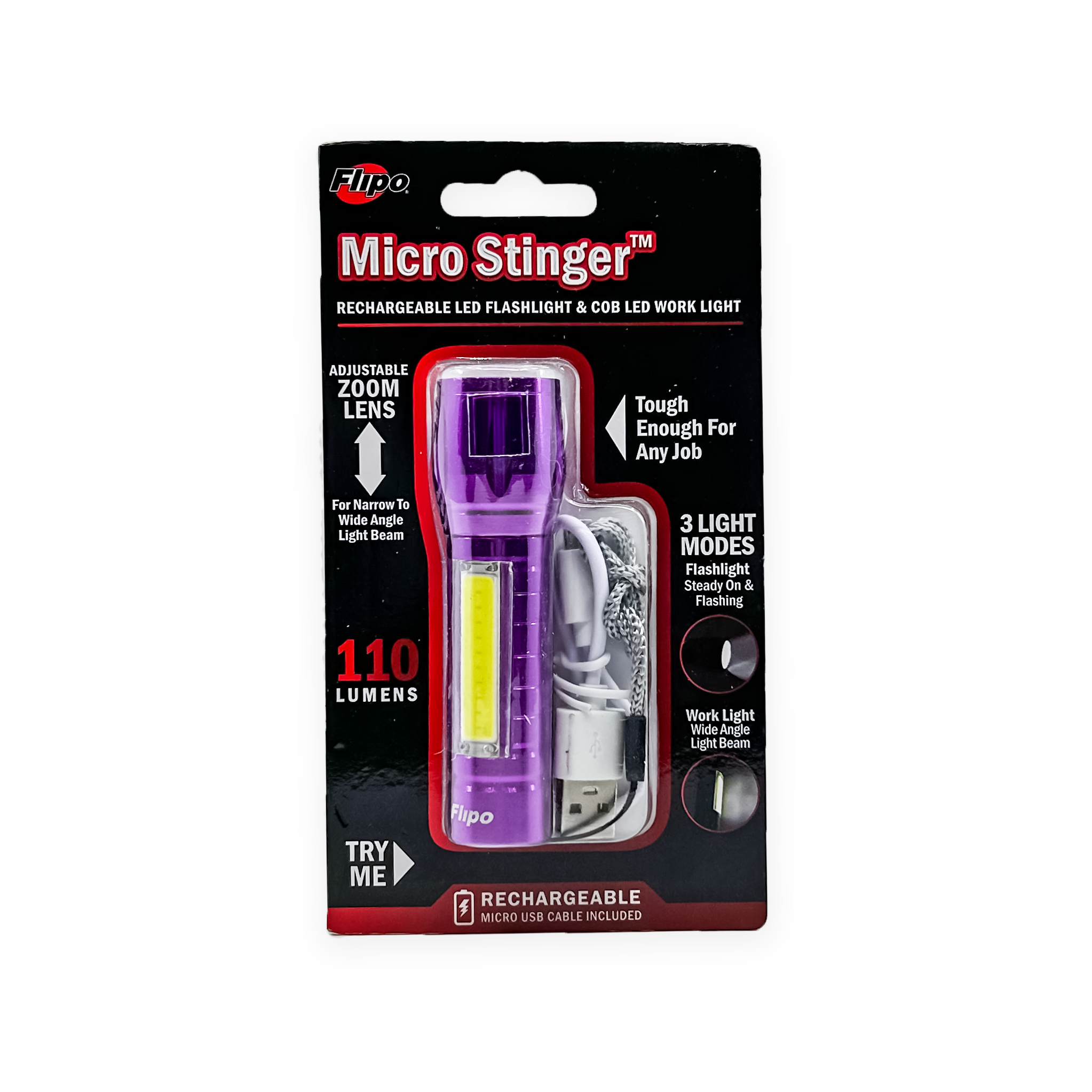 Micro Stinger Rechargeable LED Flashlight & COB LED Work Light | Multi Style 12-Piece Display