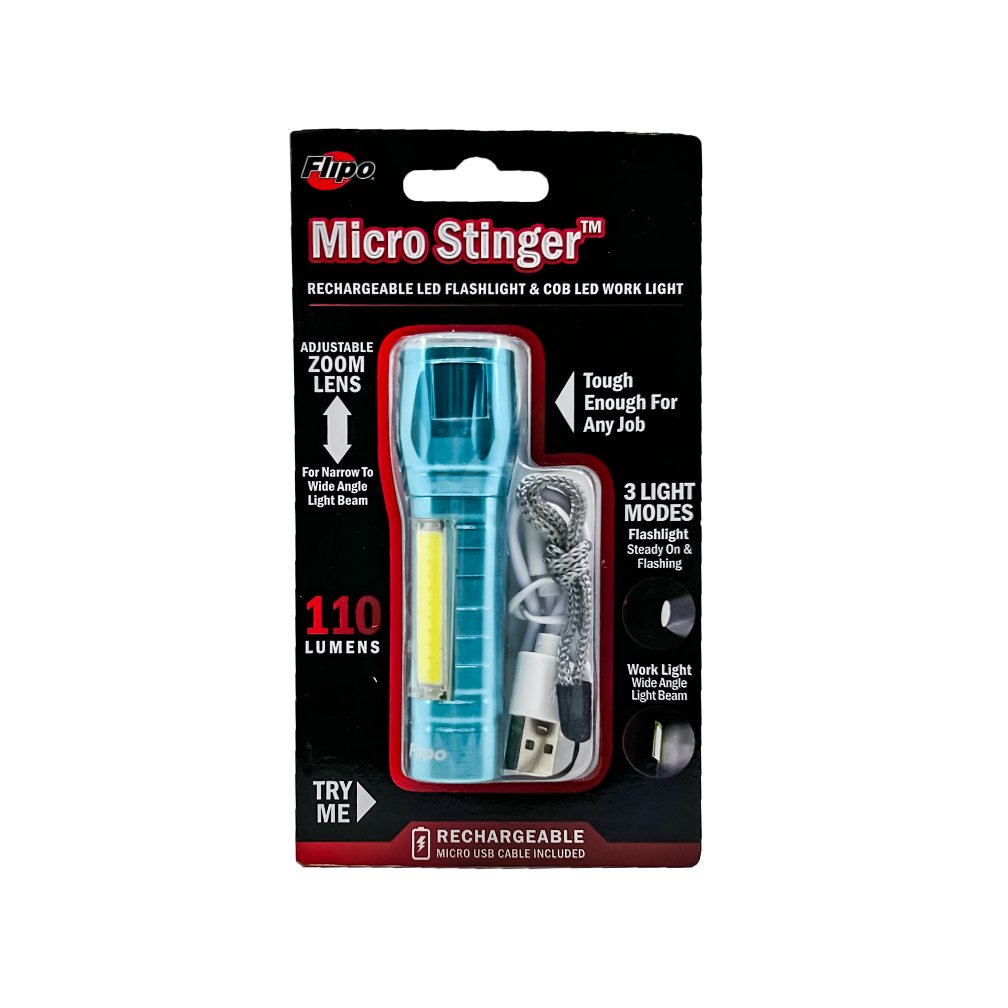 Micro Stinger Rechargeable LED Flashlight & COB LED Work Light | Multi Style 12-Piece Display