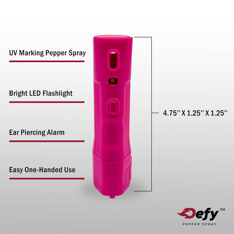 Defy 3-in-1 Pepper Spray With Alarm & Flashlight | Retail Blister