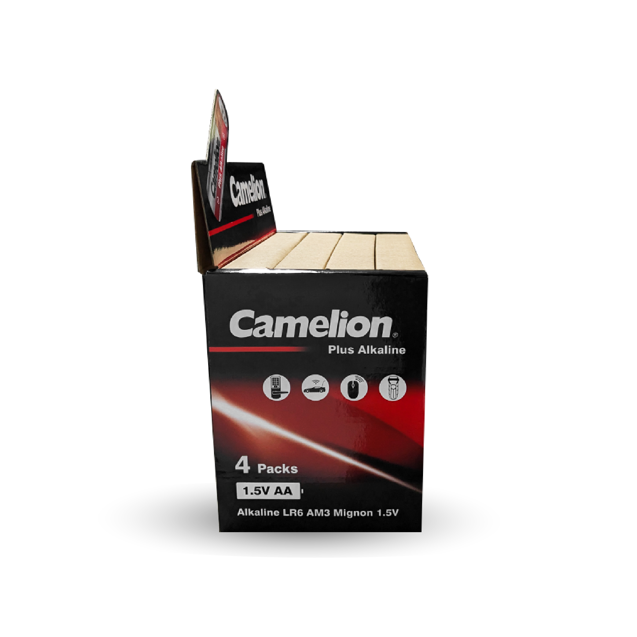 Camelion AA Plus Alkaline 96Pk Cardboard Box Counter Display Of 4