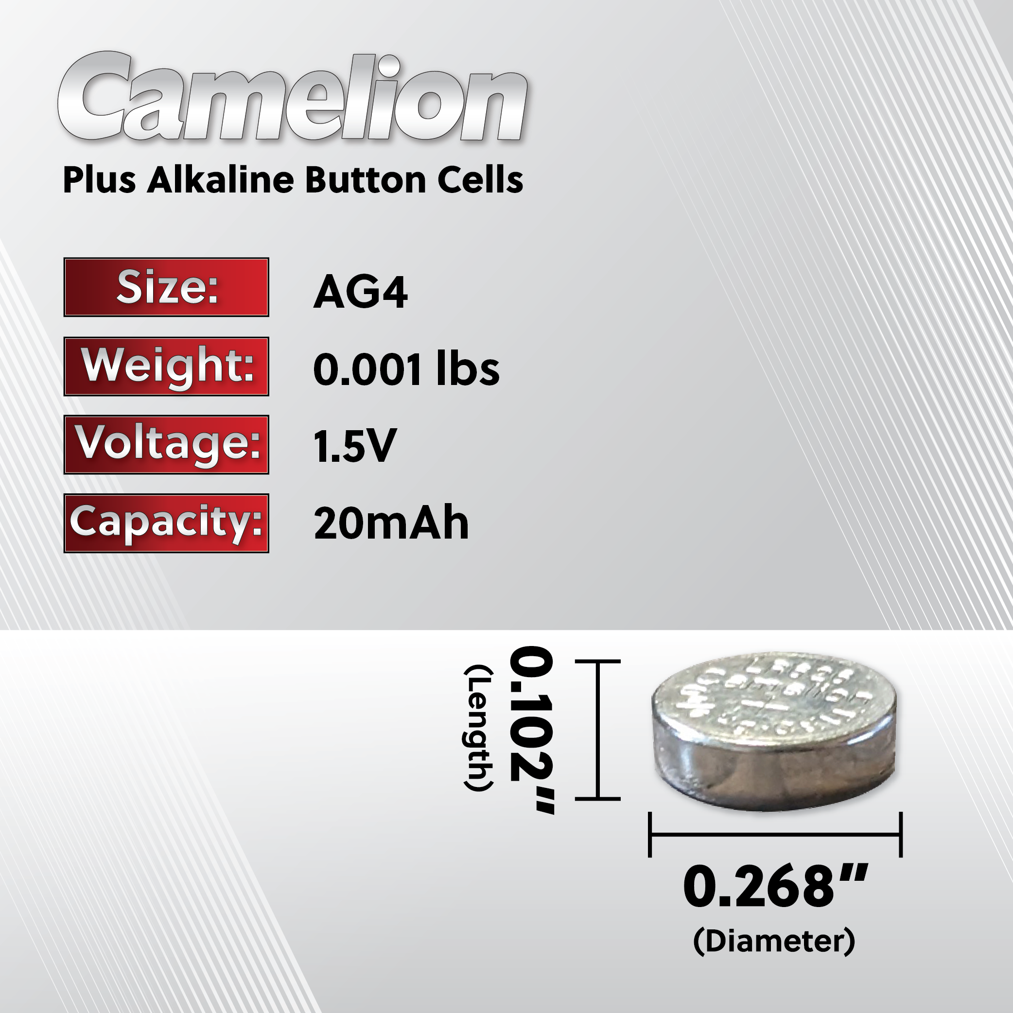 Camelion AG4 / 377 / LR626 1.5V Alkaline Button Cell Battery (Two Packaging Options)