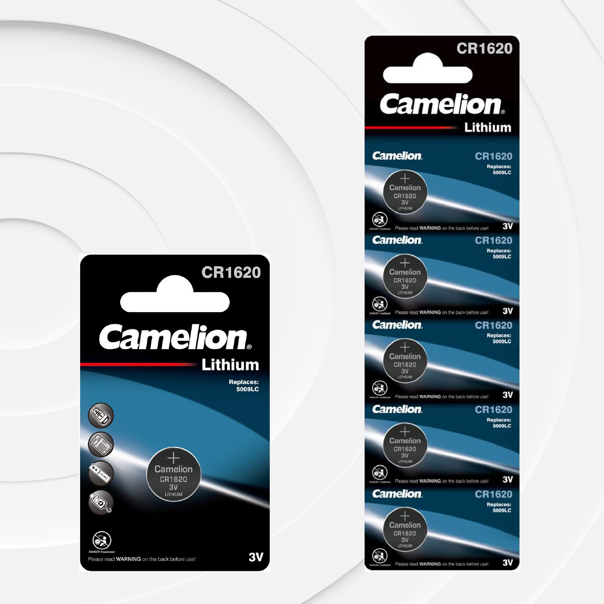 Camelion CR1620 3V Lithium Primary Coin Cell Battery (Three Packaging Options) - Non Rechargeable