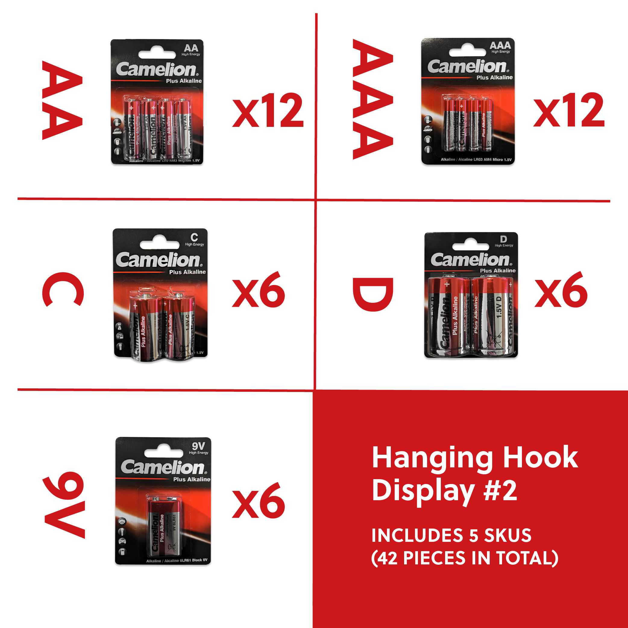 Camelion Alkaline Hanging Hook Displays Option #2 (42 Ct)