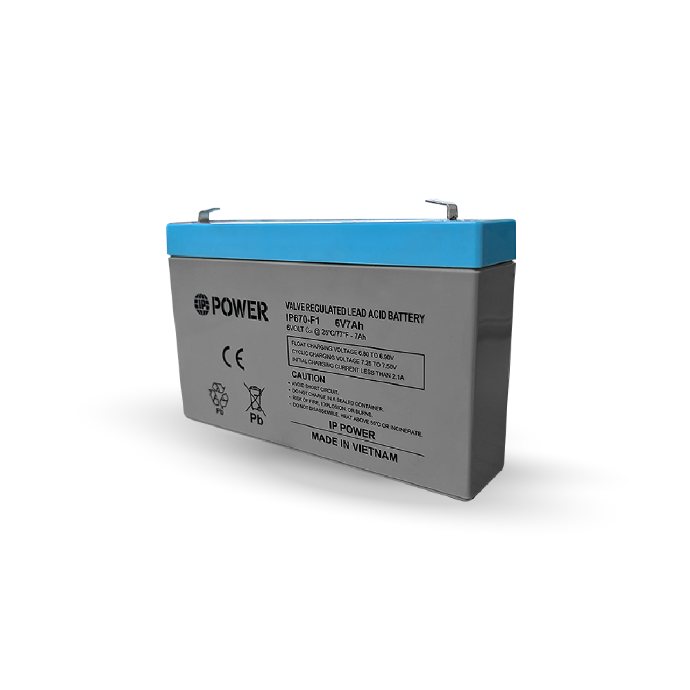 IP POWER IP670-F1, 6V 7Ah F1 Terminal, Sealed Lead Acid Battery