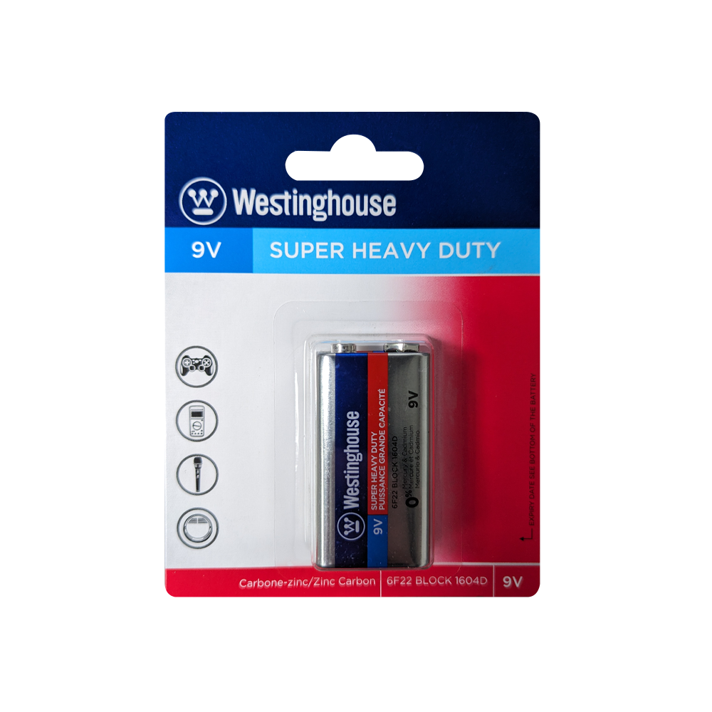 Westinghouse 9V Super Heavy Duty Blister Single Pack