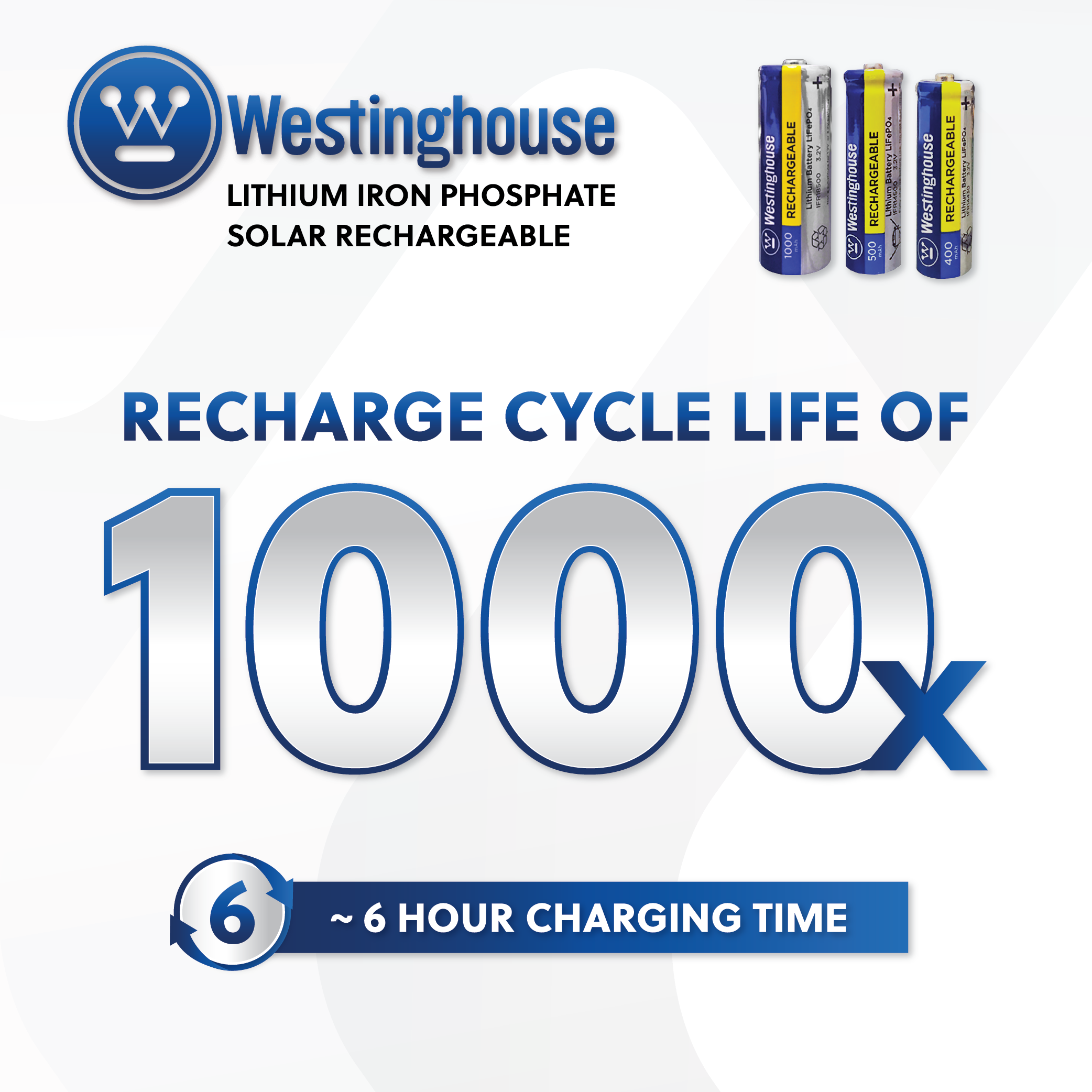 Westinghouse IFR14500 Lithium Iron Phosphate 3.2V 500mAh Rechargeable Solar Light Battery Blister Pack of 4