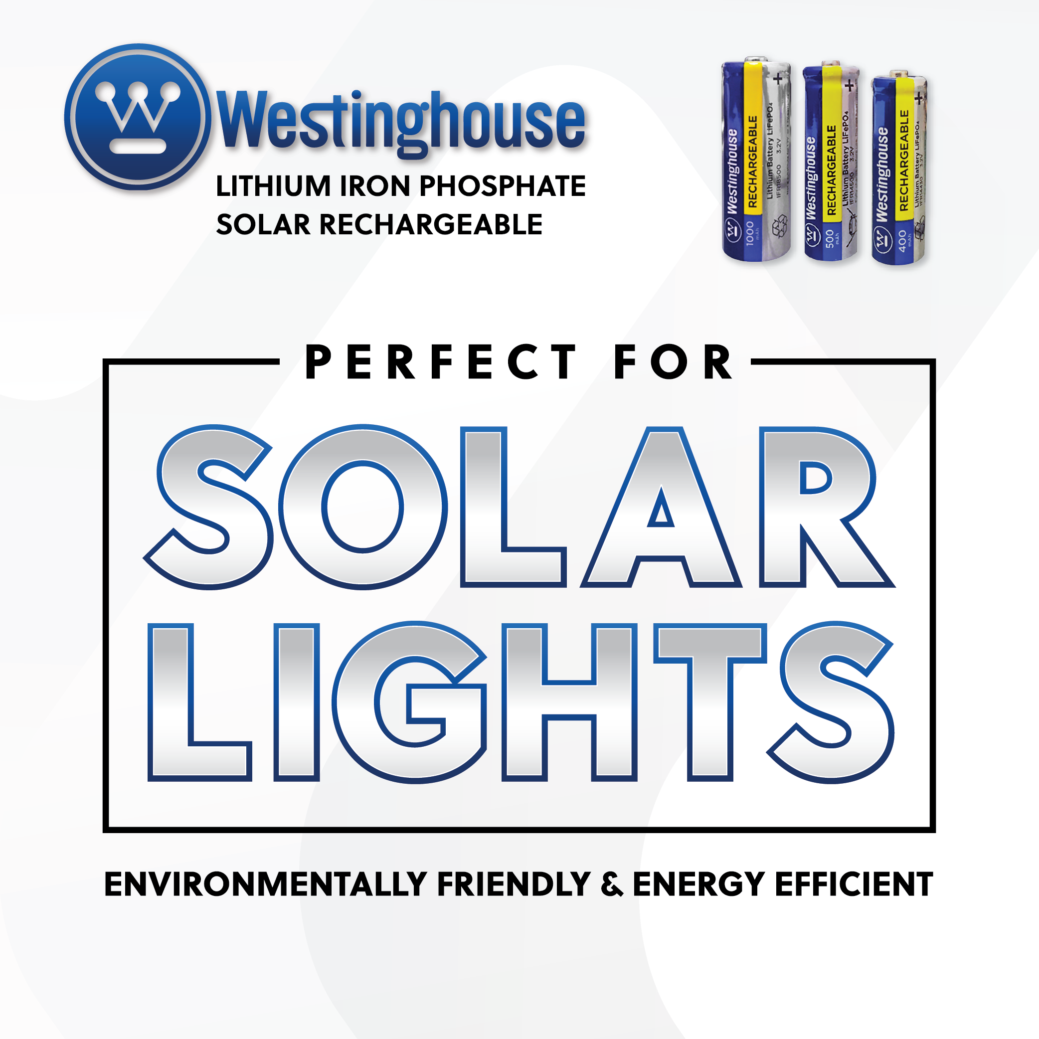 Westinghouse IFR14500 Lithium Iron Phosphate 3.2V 500mAh Rechargeable Solar Light Battery Blister Pack of 4