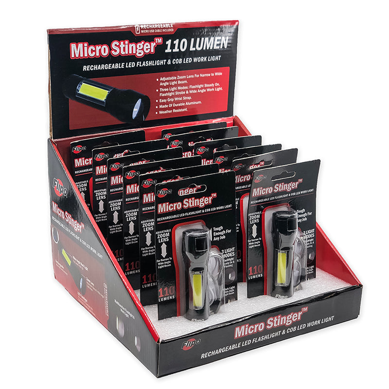 Micro Stinger™ Rechargeable LED Flashlight & COB LED Work Light | 12-Piece Display