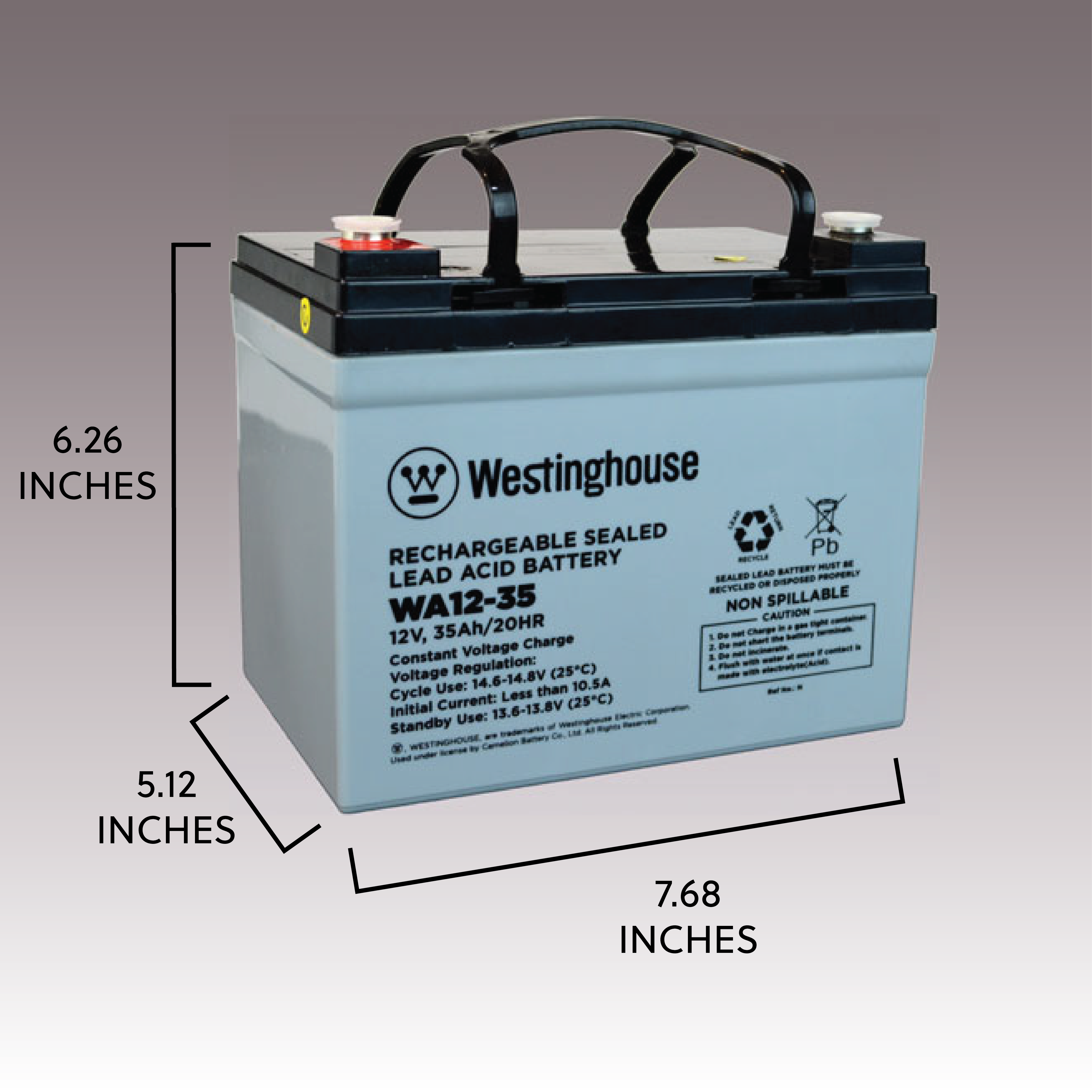 Westinghouse WA12-35N-F11 12V 35Ah F11 Terminal (Internally Threaded), Sealed Lead Acid Rechargeable Battery