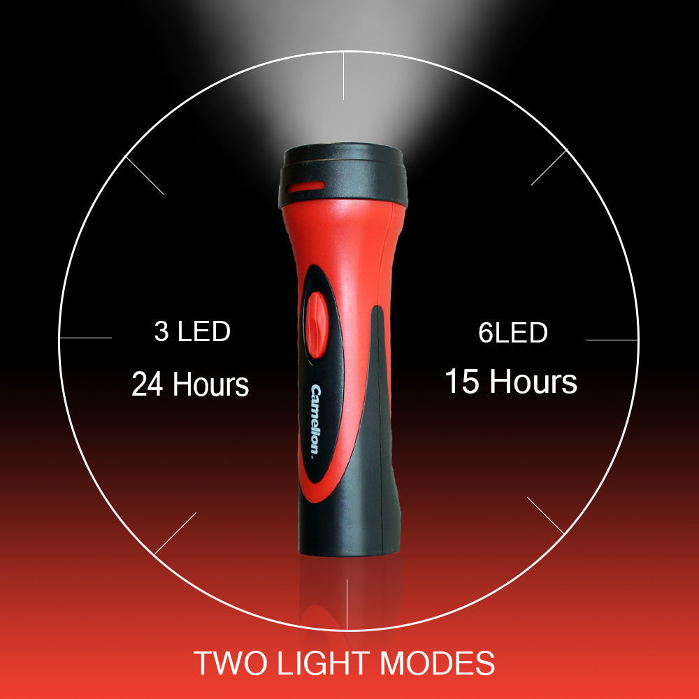 6 LED Rechargeable Plug-In Emergency Ready Flashlight Cardboard Box of 2