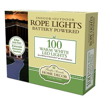Battery Powered Rope Lights 100 LED Warm White