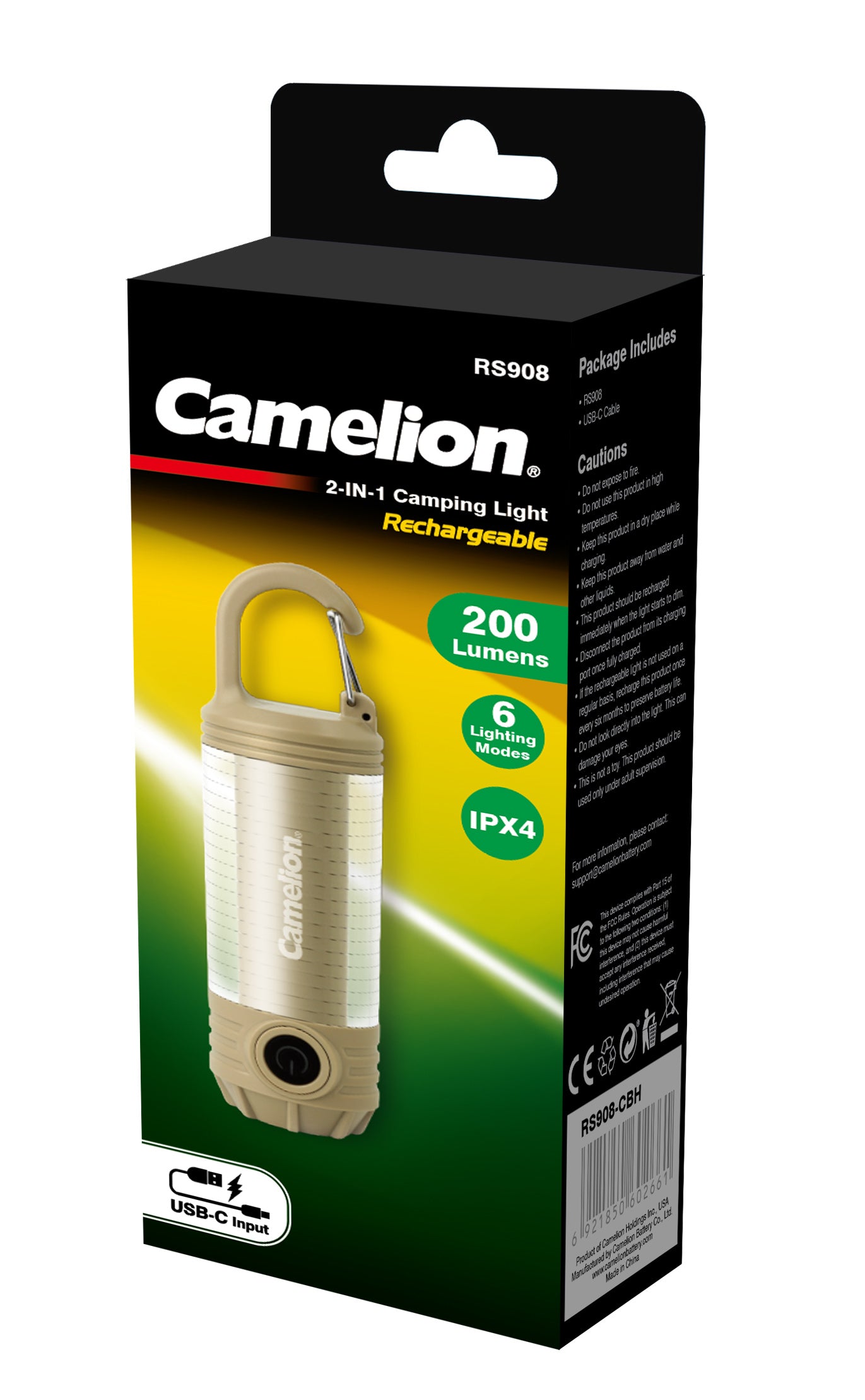 Camelion RS908 Rechargeable 2-In-1 Camping Light