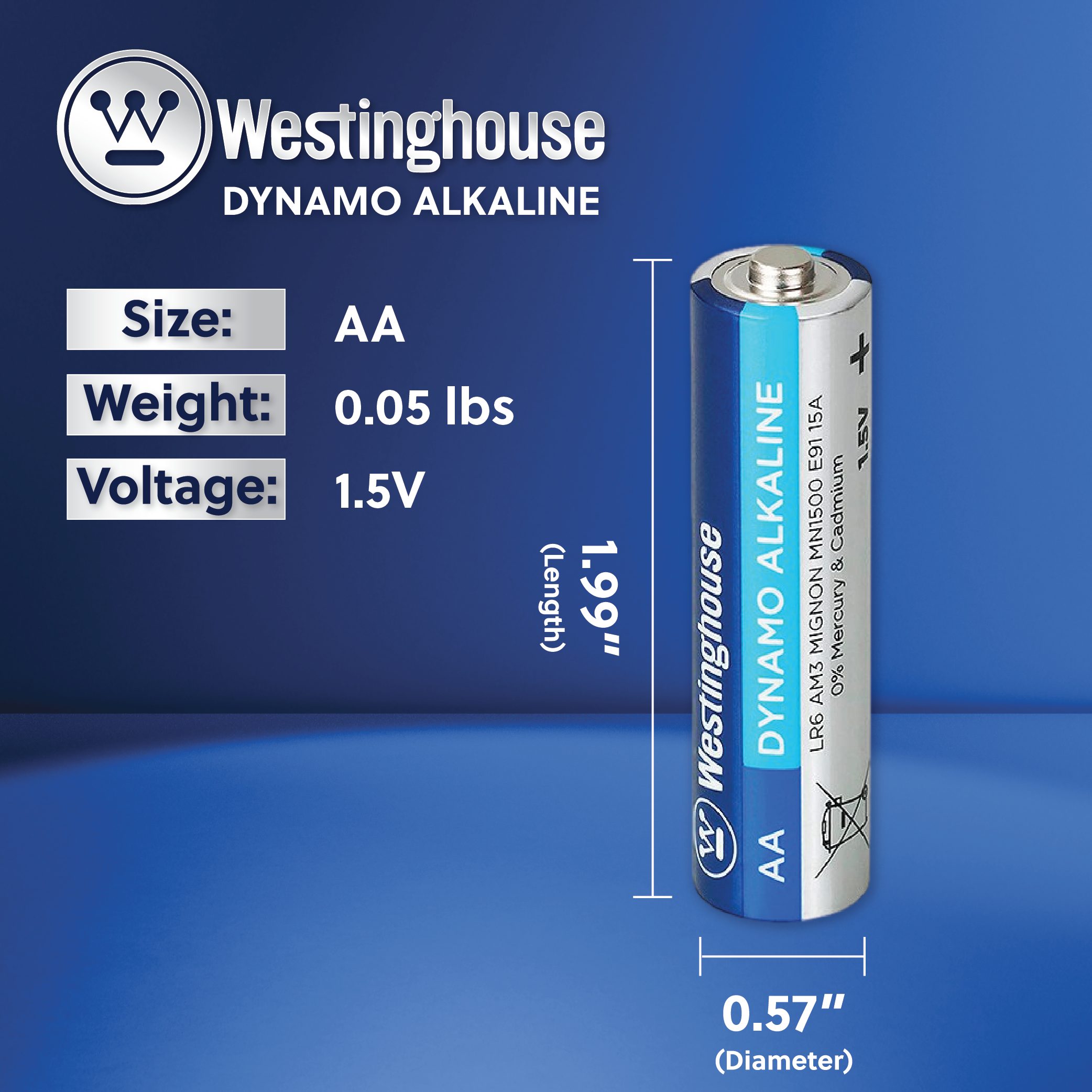 Westinghouse AA Dynamo Alkaline Hard Plastic Case of 48