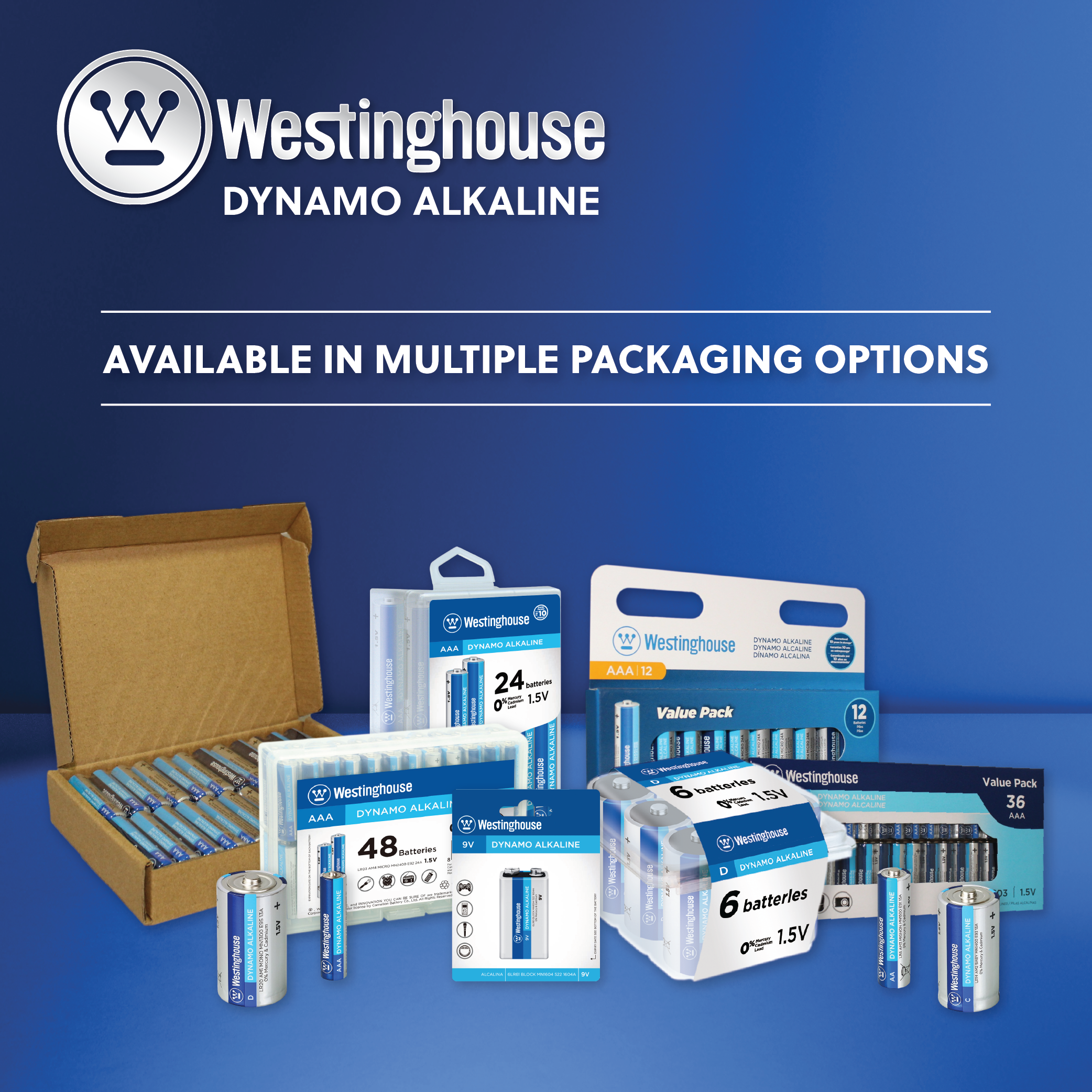 Westinghouse D Dynamo Alkaline Blister Pack of 2