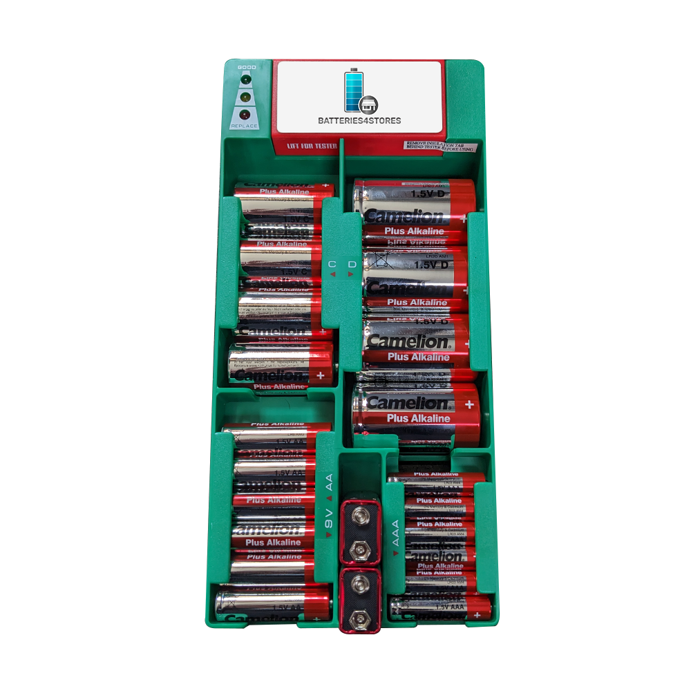 Battery Organizer With 22 Alkaline Batteries & Battery Tester