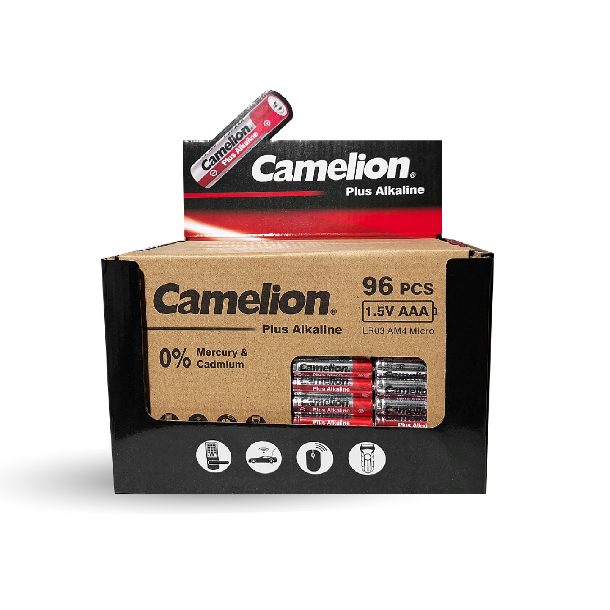 Camelion AAA Plus Alkaline 96pk Cardboard Box Counter Display Of 6