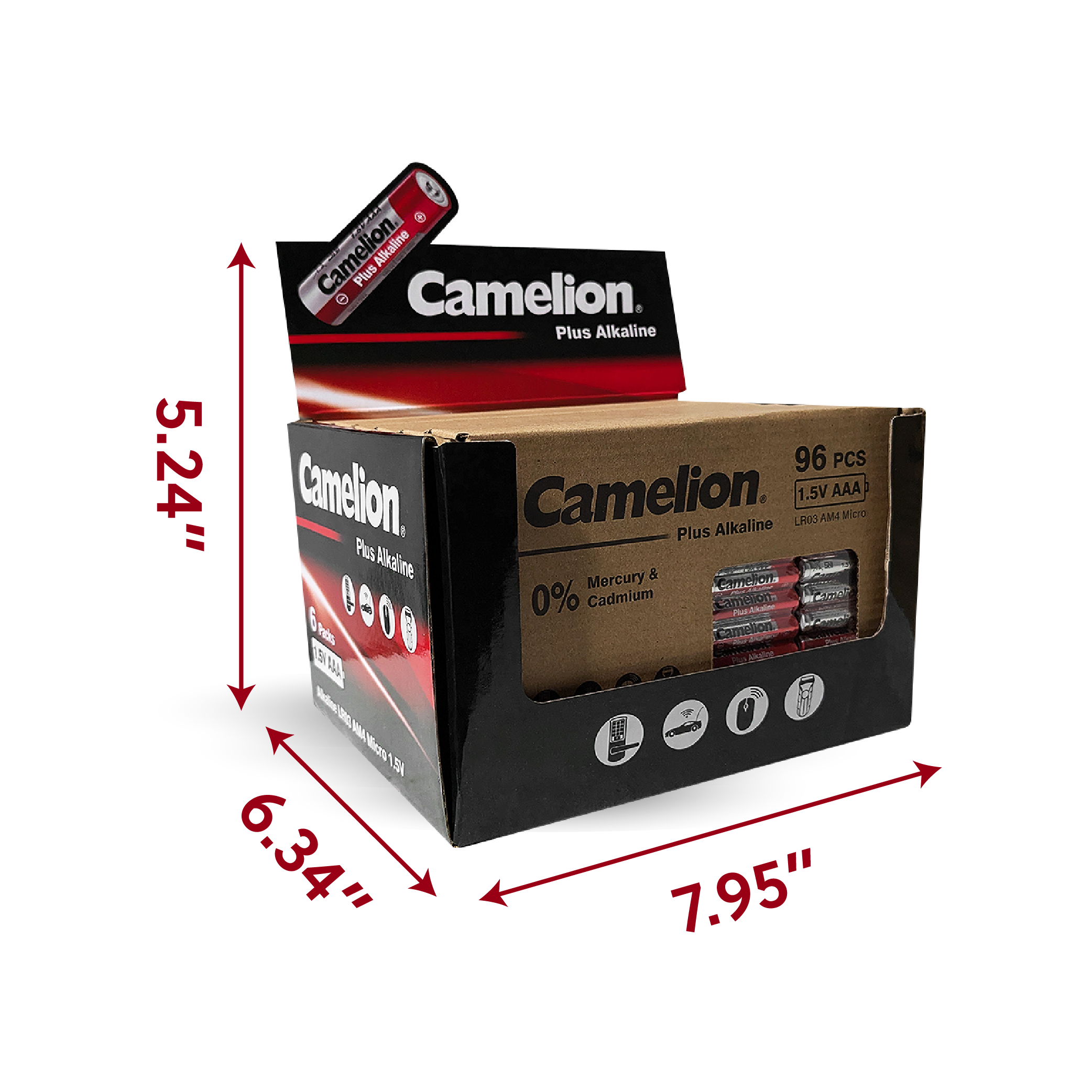 Camelion AAA Plus Alkaline 96pk Cardboard Box Counter Display Of 6