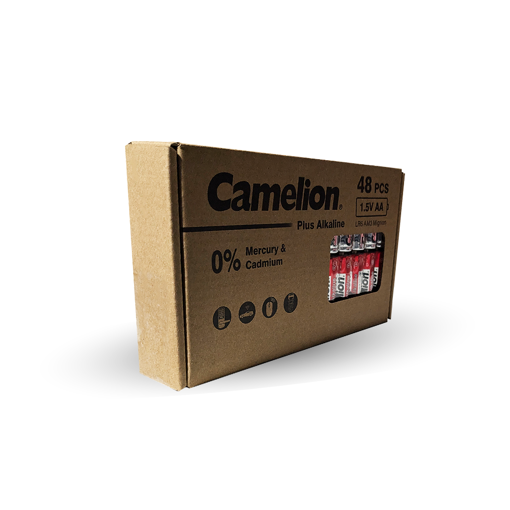 Camelion AA Plus Alkaline 48pk Cardboard Box Counter Display Of 6