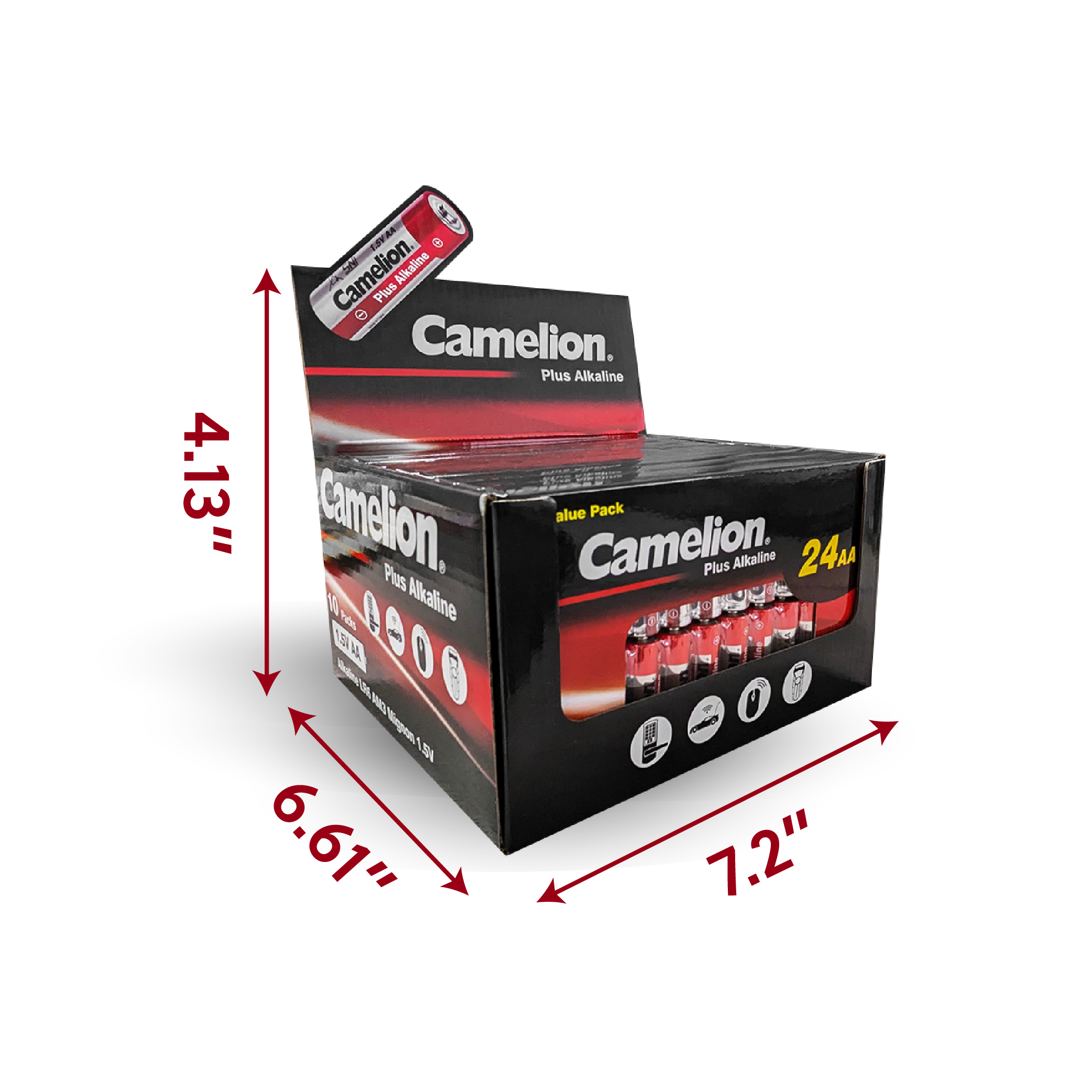 Camelion AA Plus Alkaline 24pk Cardboard Box Counter Display Of 10