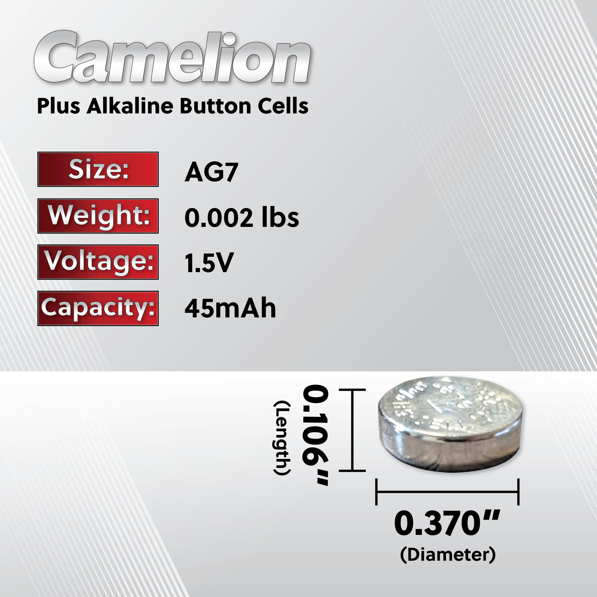 Camelion AG7 / 395 / LR926 1.5V Button Cell Battery (Two Packaging Options)