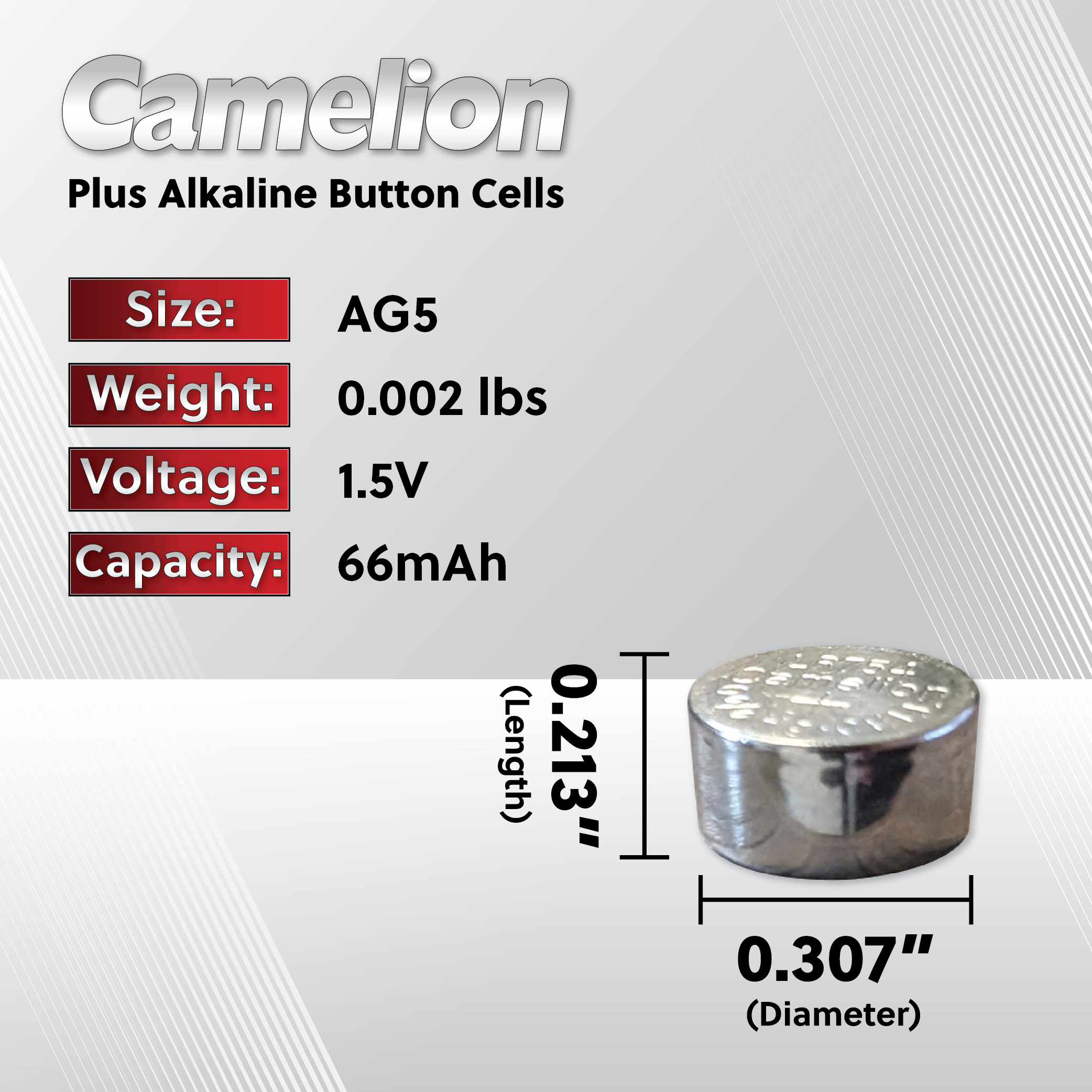 Camelion AG5 393 LR754 1.5V Button Cell Battery Two Packaging Options