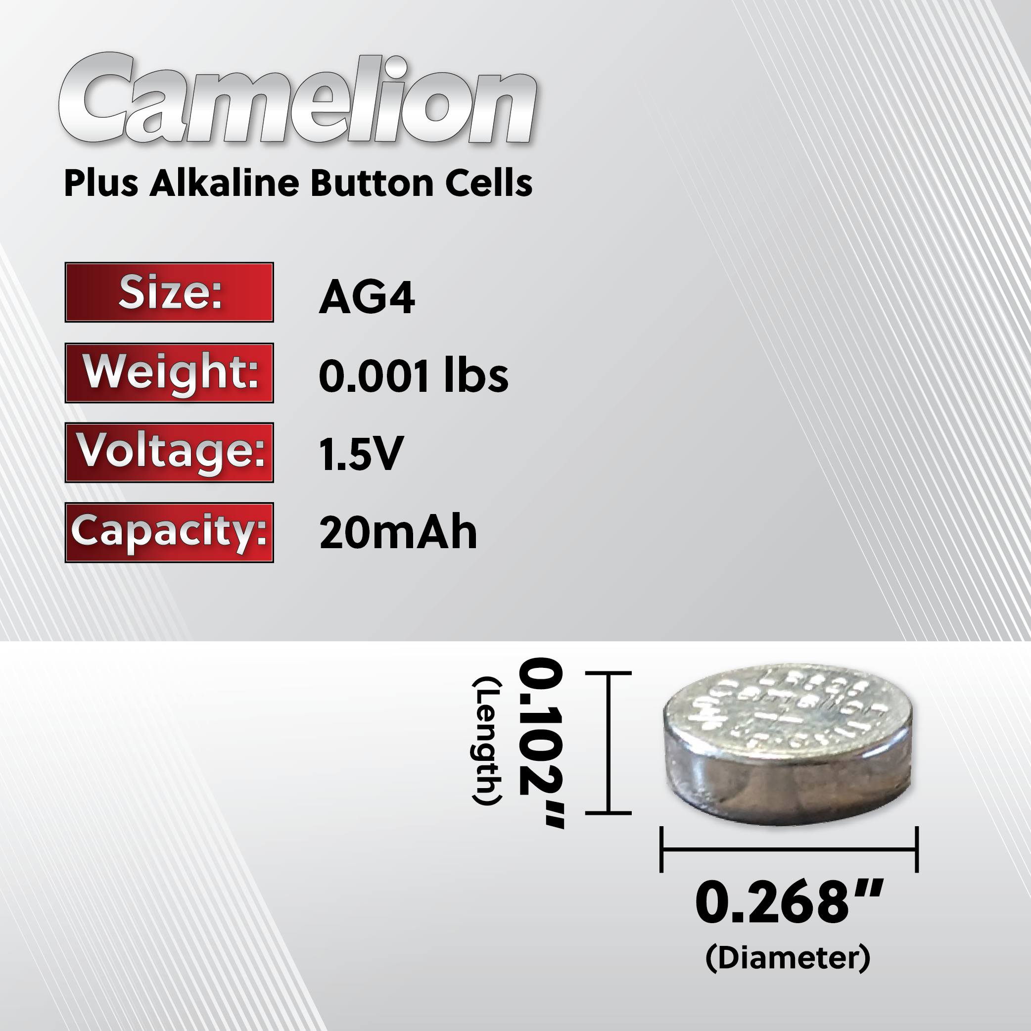 Camelion AG4 / 377 / LR626 1.5V Button Cell Battery (Two Packaging Options)