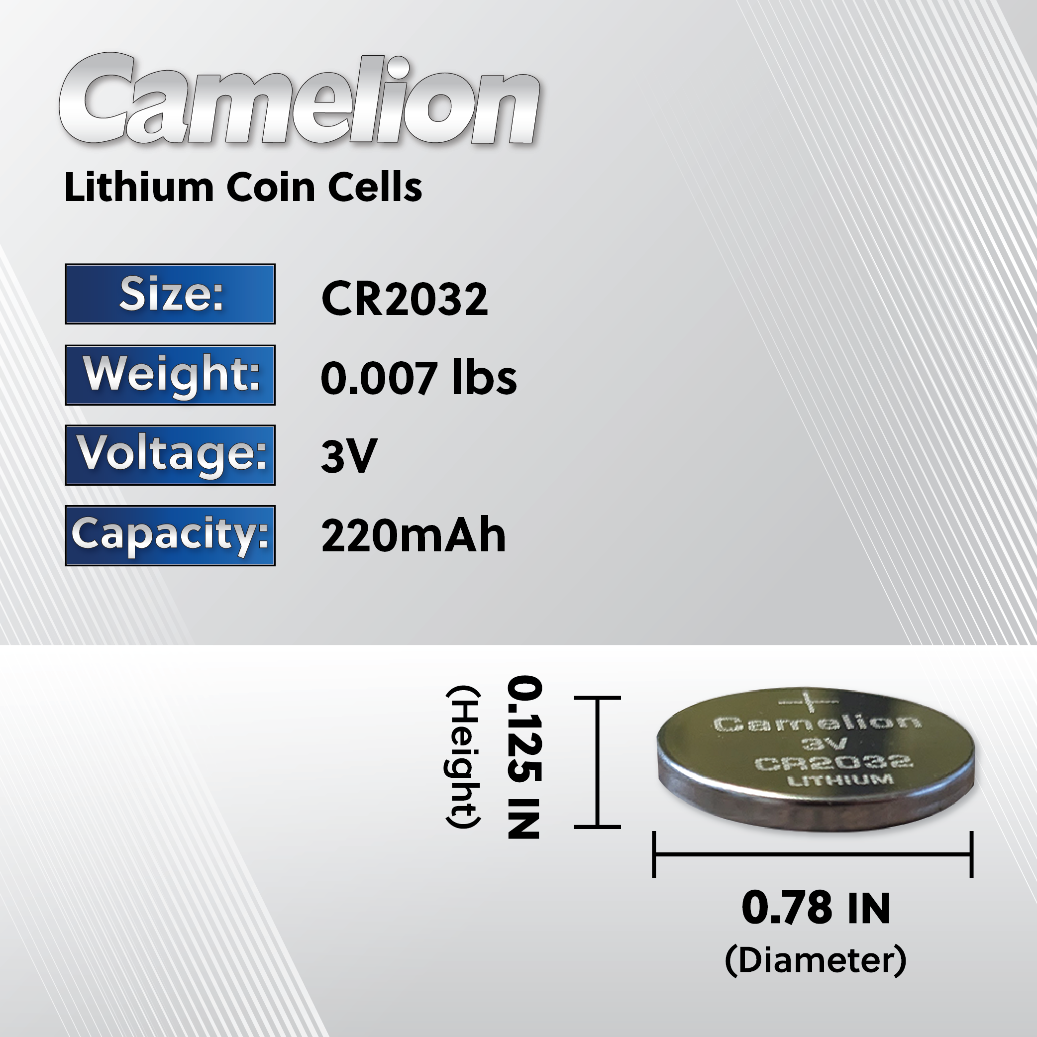 Camelion CR2032 3V Lithium Coin Cell Battery Three Packaging Options