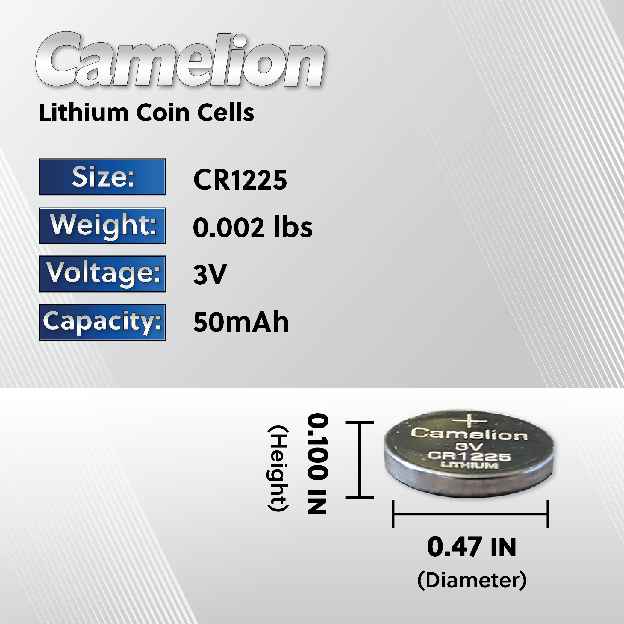 Camelion CR1225 3V Lithium Coin Cell Battery