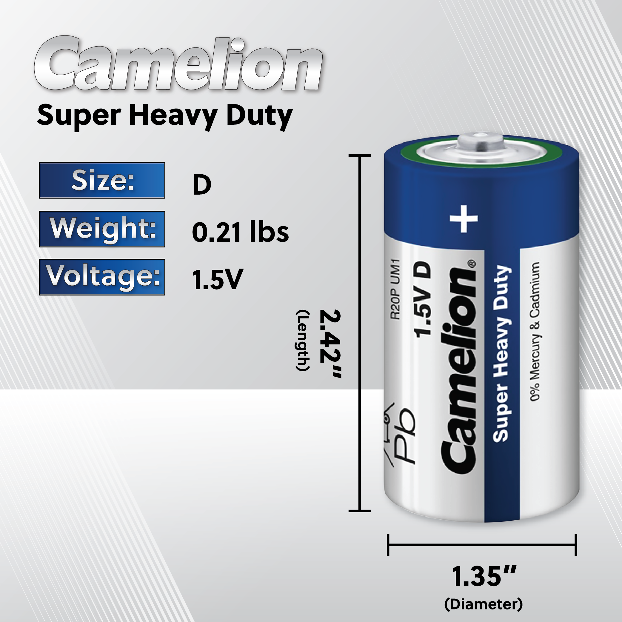 Camelion D Super Heavy Duty 2pk (CLOSEOUT) (EXP 10/23)