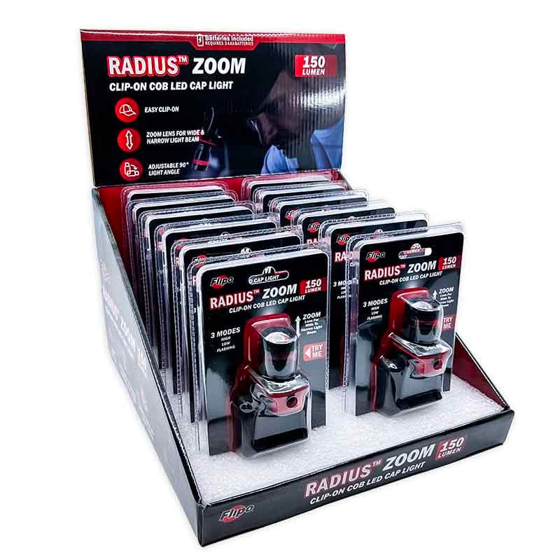Radius™ Zoom Clip-On COB LED Cap Light - 12 Piece Display