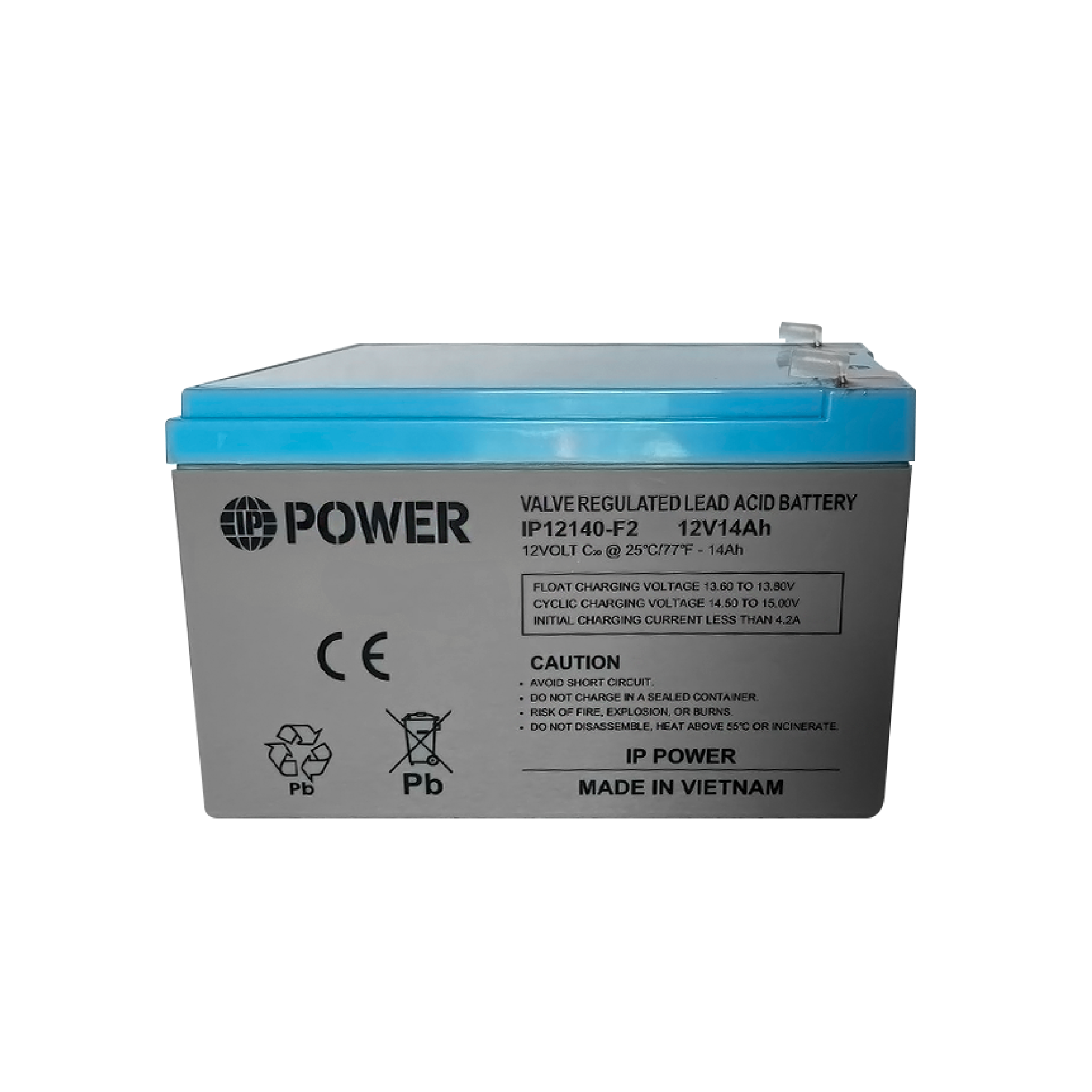 IP POWER IP12140-F2, 12V 14Ah F2 Terminal, Sealed Lead Acid Rechargeable Battery