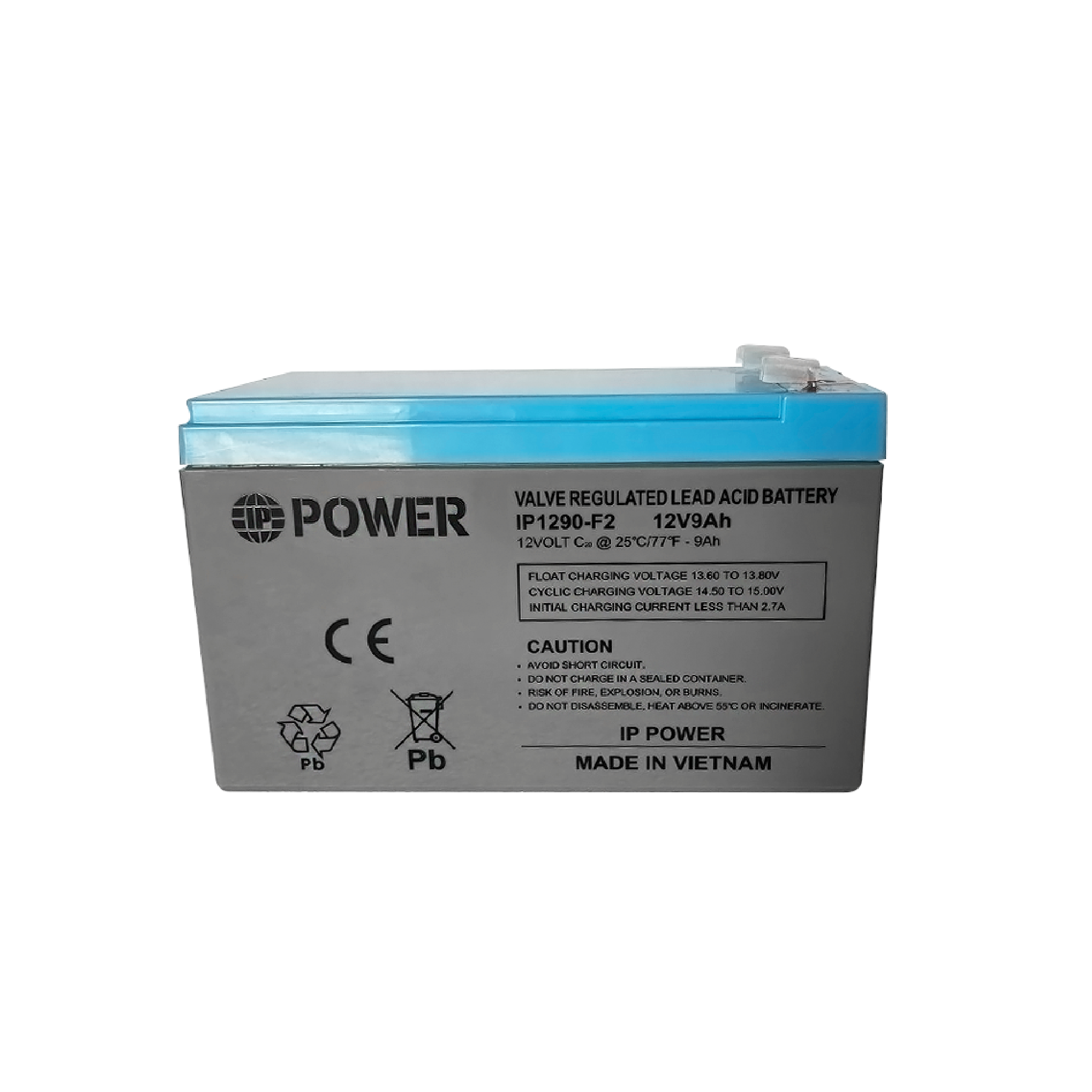 IP POWER IP1290-F2, 12V 9Ah F2 Terminal, Sealed Lead Acid Rechargeable Battery