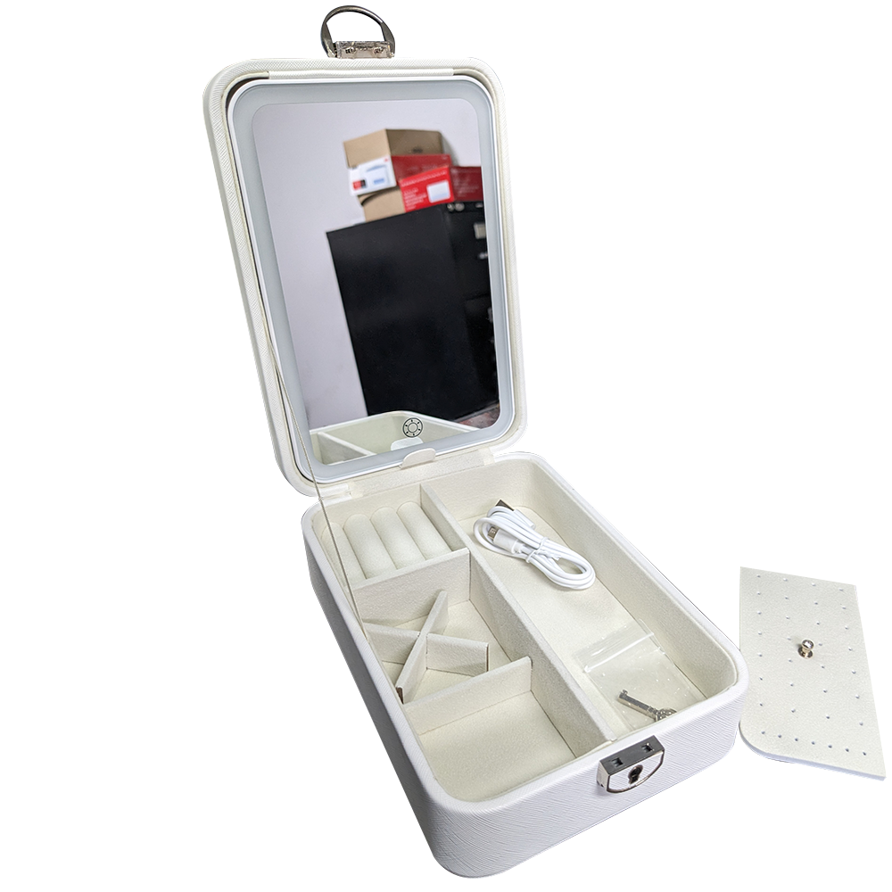 Jewelry Case With Rechargeable Light Up Mirror & Lock With Key
