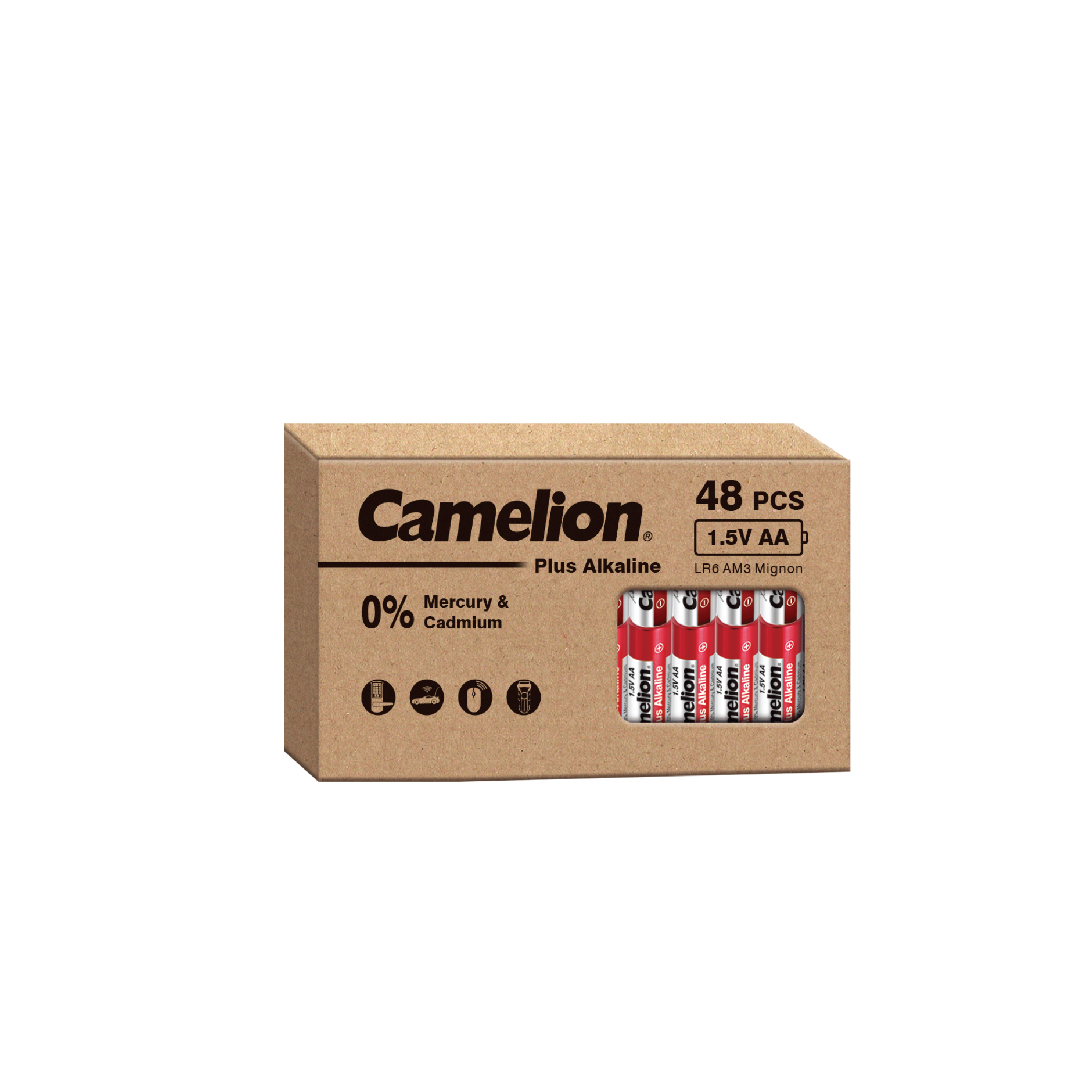 Camelion AA Plus Alkaline 48pk Cardboard Box Counter Display Of 6