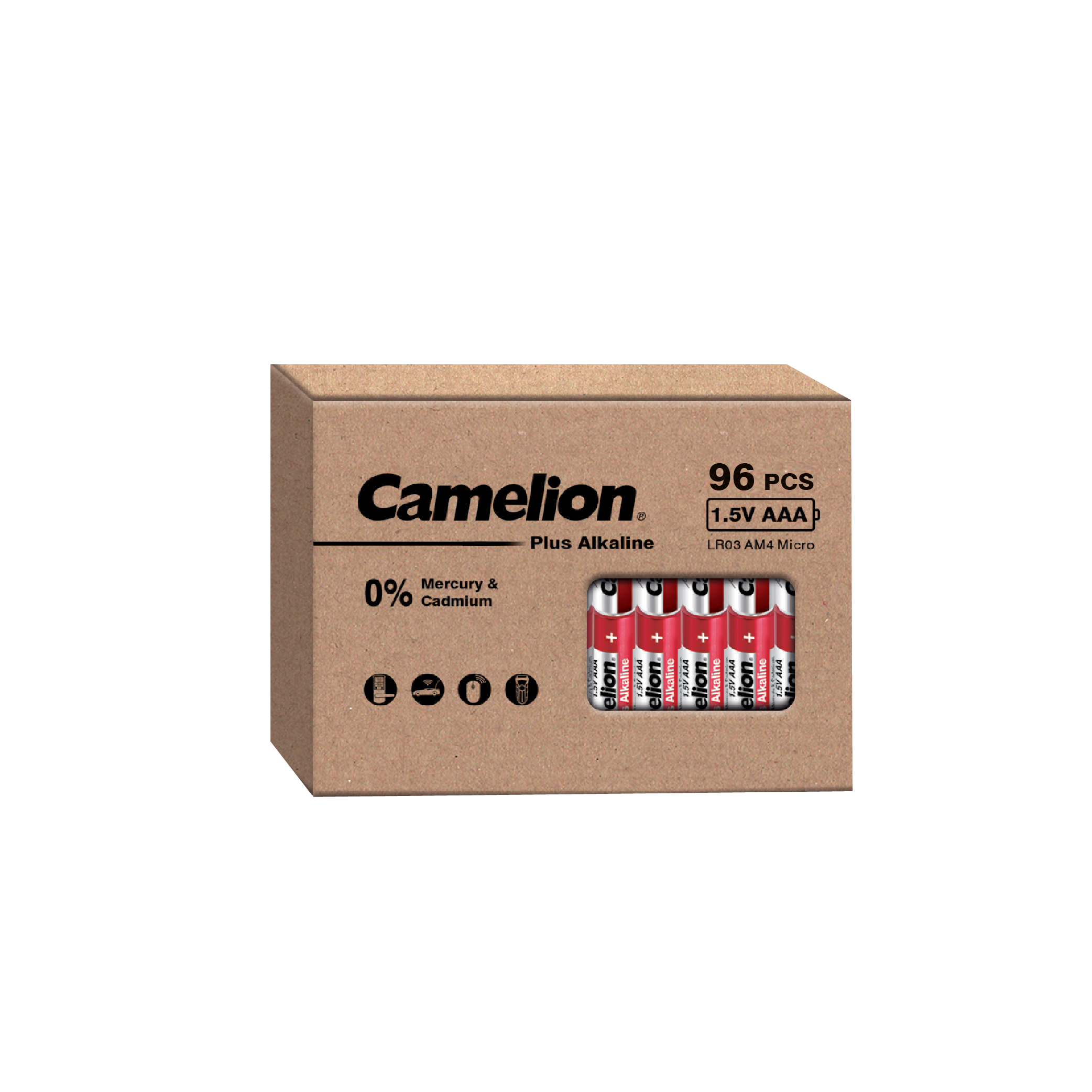 Camelion AAA Plus Alkaline 96pk Cardboard Box Counter Display Of 6