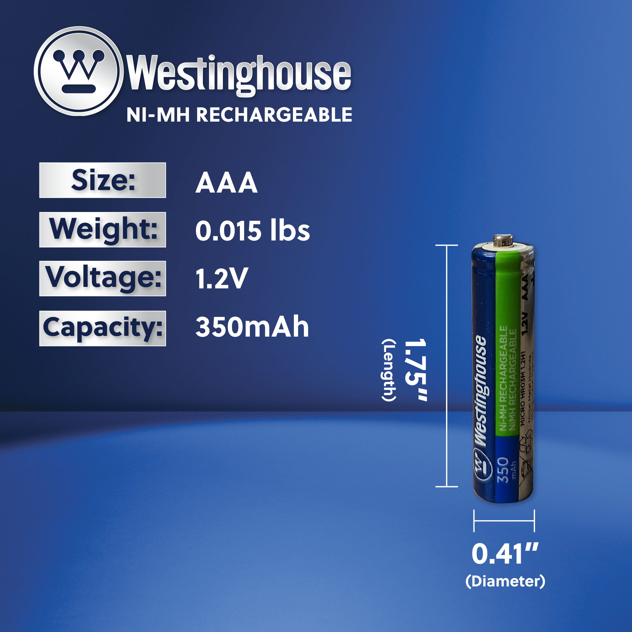 Westinghouse AAA Ni-Mh Rechargeable Batteries 350mAh 24 Hard Pack