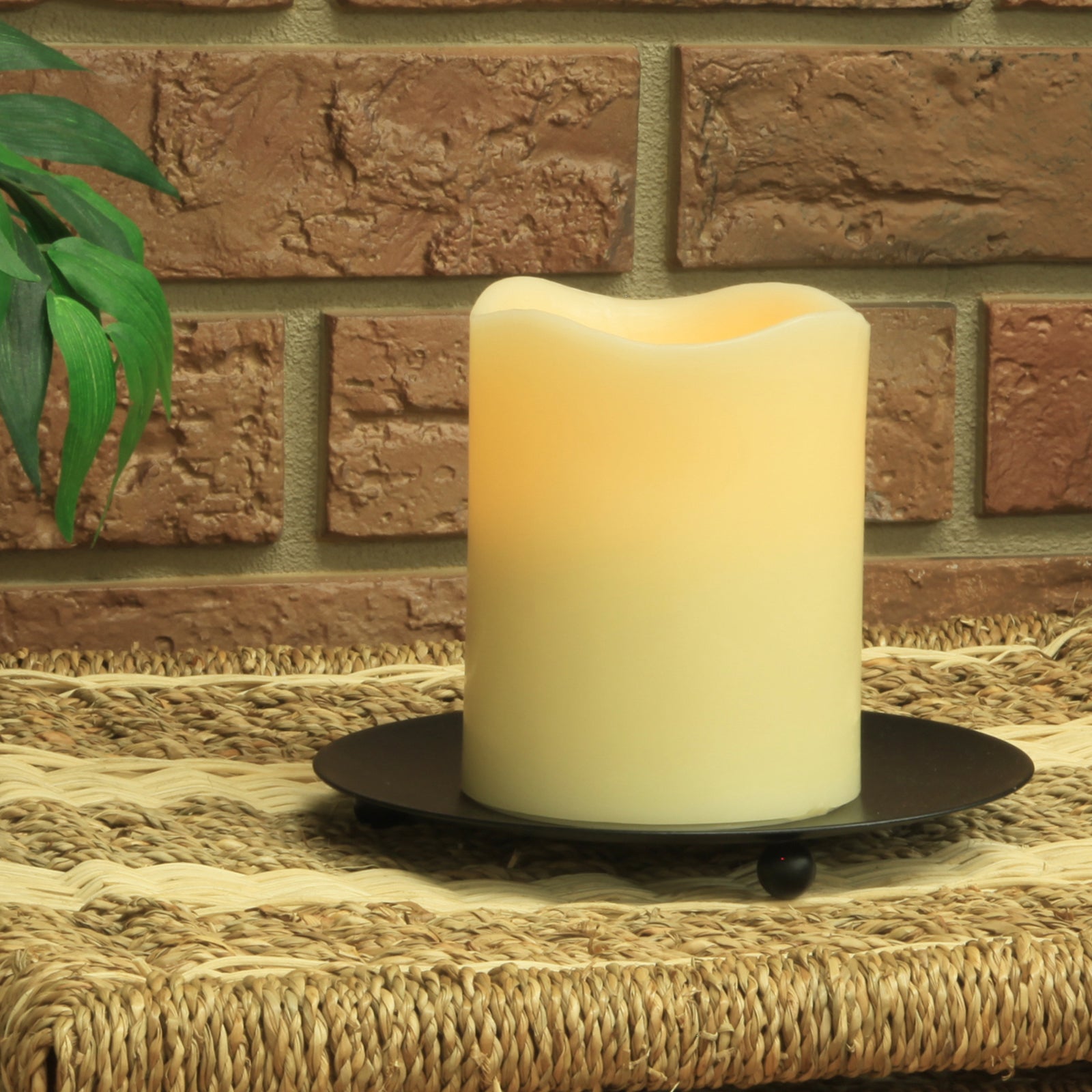 Outdoor Color Changing Flameless Candle Pillar with Remote - Melted Top -  3.75 Width