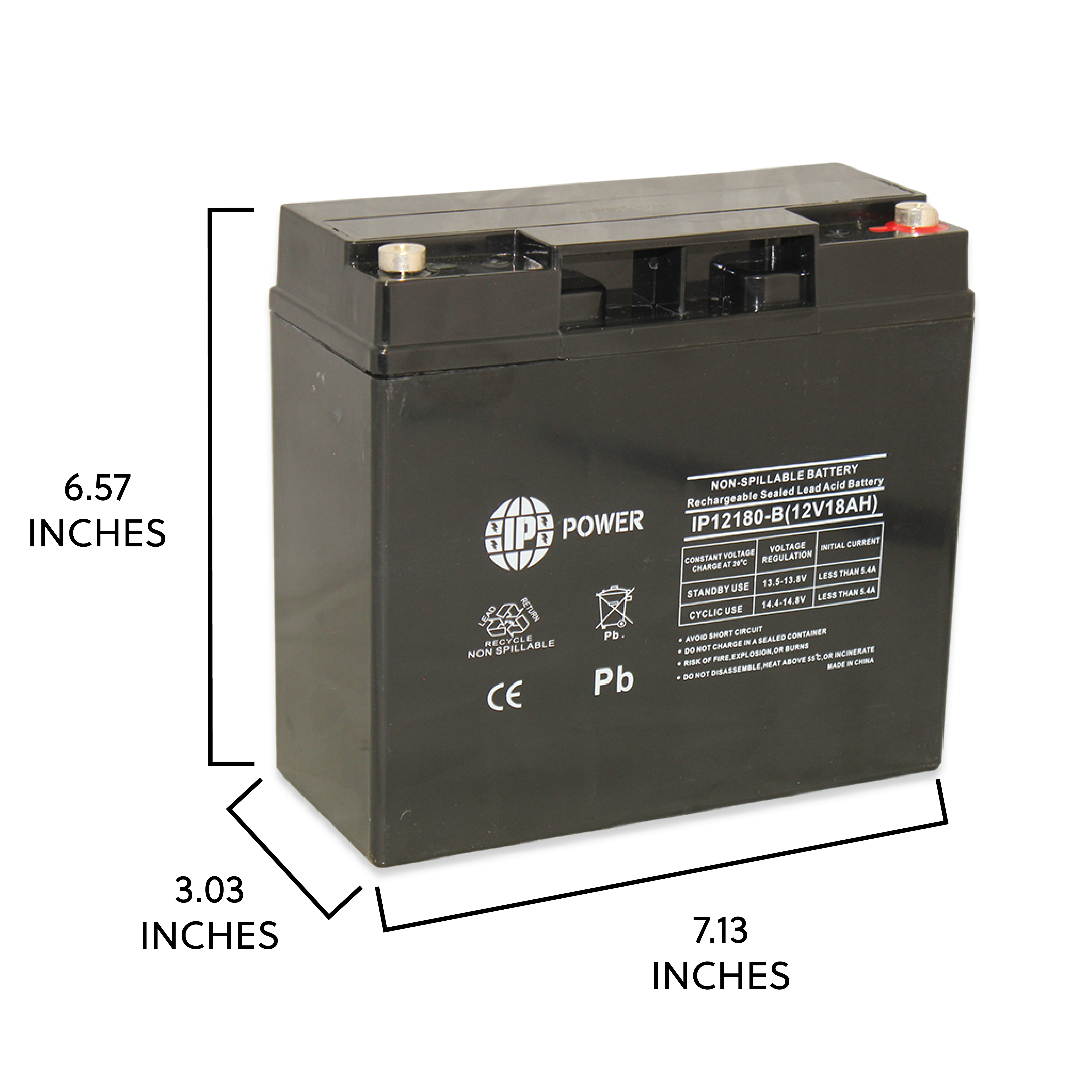 IP POWER IP12180-B 12 Volt 18 Amp, Sealed Lead Acid Rechargeable Battery