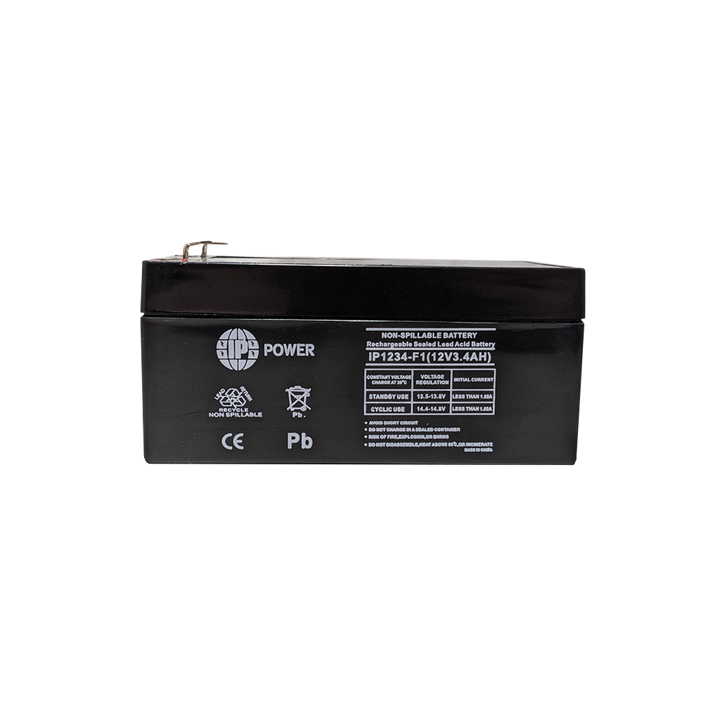 IP POWER IP1234-F1, 12V 3.4Ah F1 Terminal, Sealed Lead Acid Rechargeable Battery