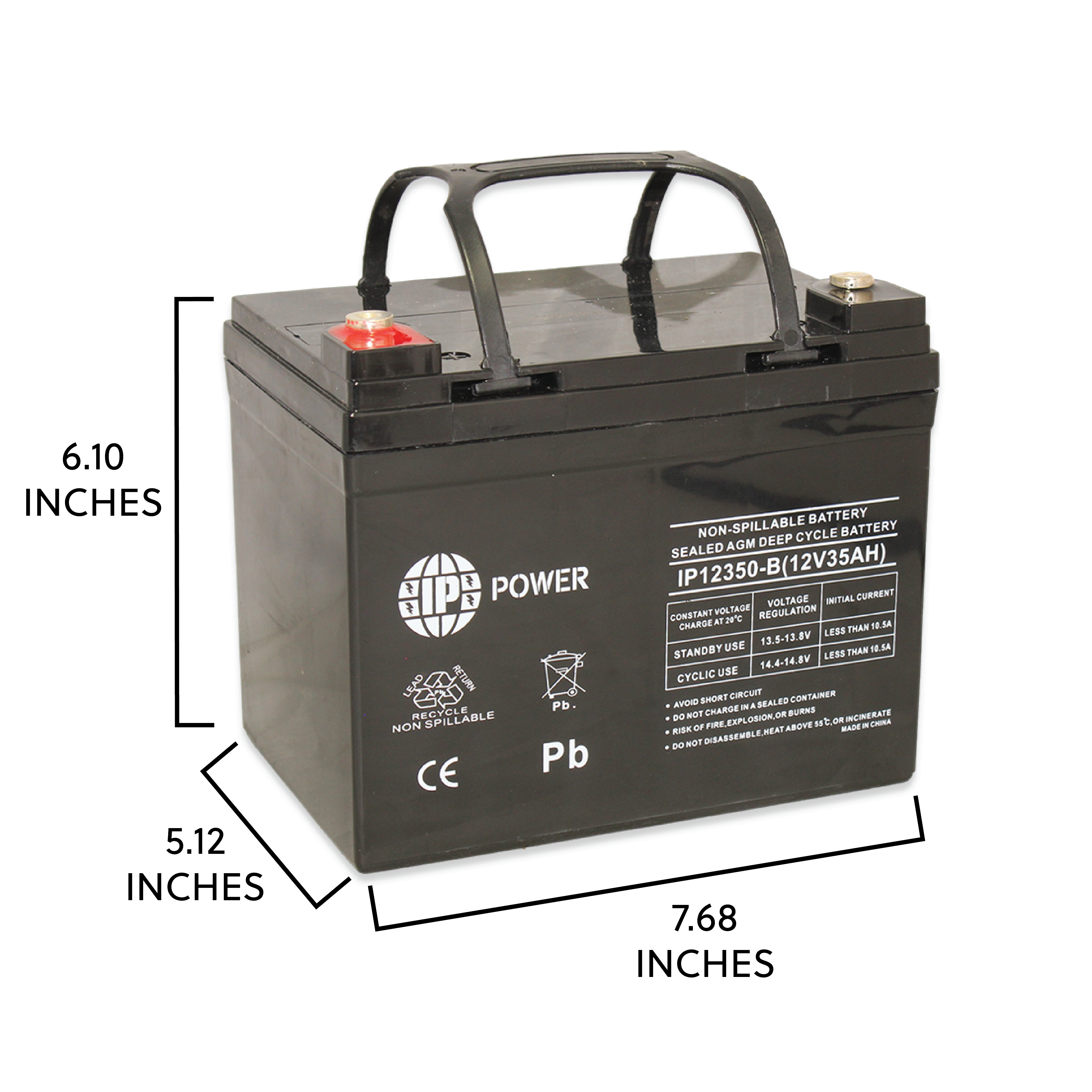 IP POWER IP12350-B 12V 35Ah, Sealed Lead Acid Rechargeable Battery